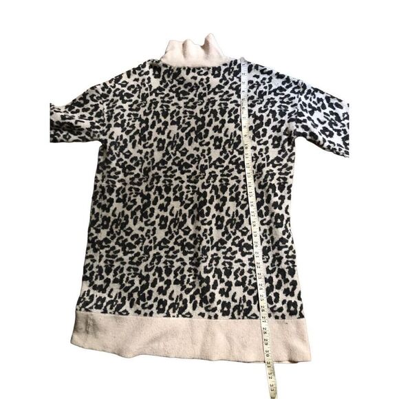 Loft Leopard Print Turtleneck Wool Blend Sweater Dress size L - Picture 8 of 12